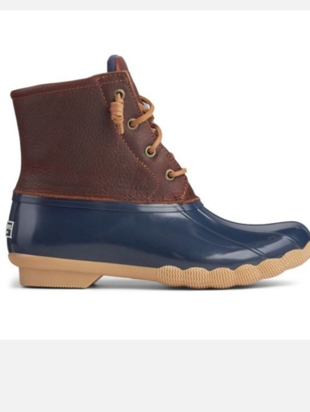 Sperry Saltwater Duck Boots women's waterproof boots brown and navy blue  Size 9